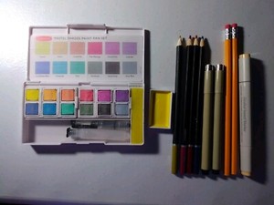 Derwent Watercolor Pastel Palette with Mixed Media Art Supplies Lot