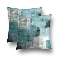 Teal Velvet Abstract Pillow Covers Set of 2 20" x 20" Pack of 2 Grey teal