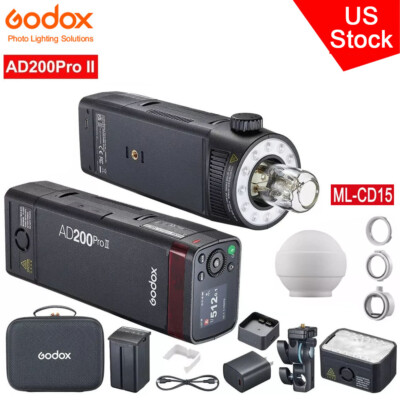 US Godox AD200ProII 2.4G TTL HSS Pocket Outdoor Flash Speedlite+ML-CD15 Diffuser
