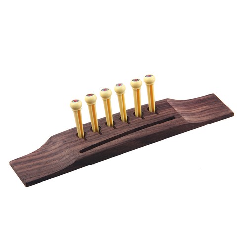 Acoustic Guitar Bridge Rosewood and Yellow string pins abalone dots Inlaid