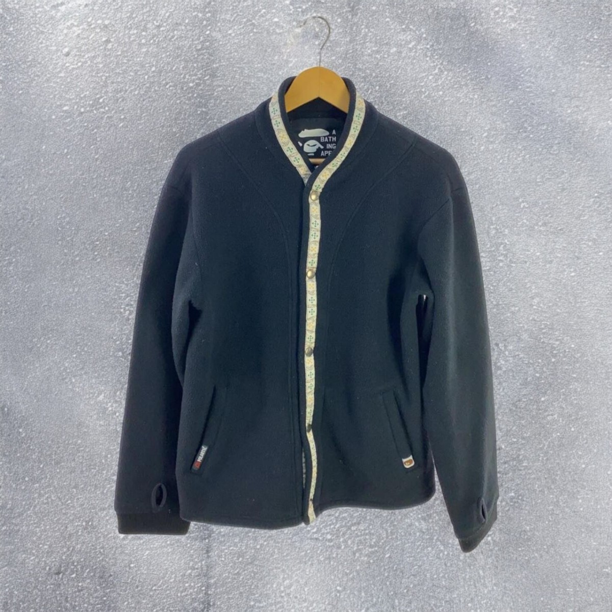 A BATHING APE Fleece Jacket Size M Polyester/Blk/Plain/722524 