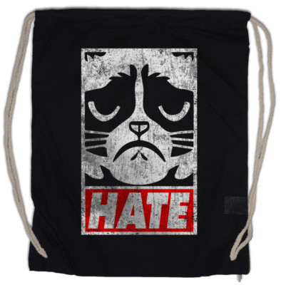 Grumpy Hate Turnbeutel Cat Cats Love addicted Addiction Fun Geek Nerd Gamer