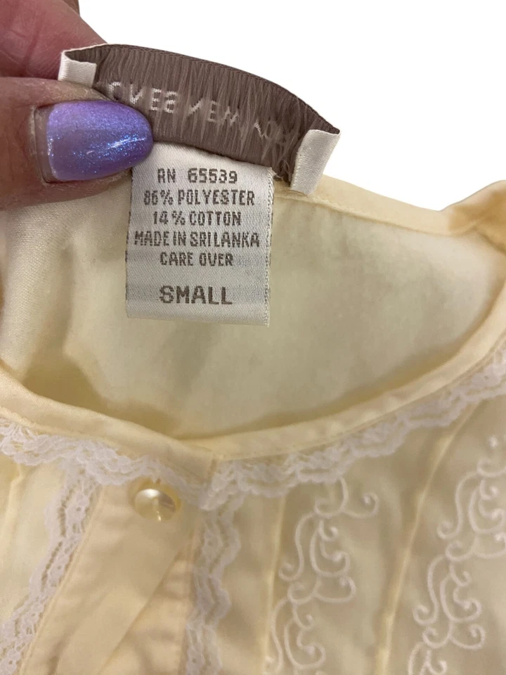 Camisón Jones New York Midi Amarillo Talla S Manga Larga Ribete de Encaje De Colección Foto 4 de 4