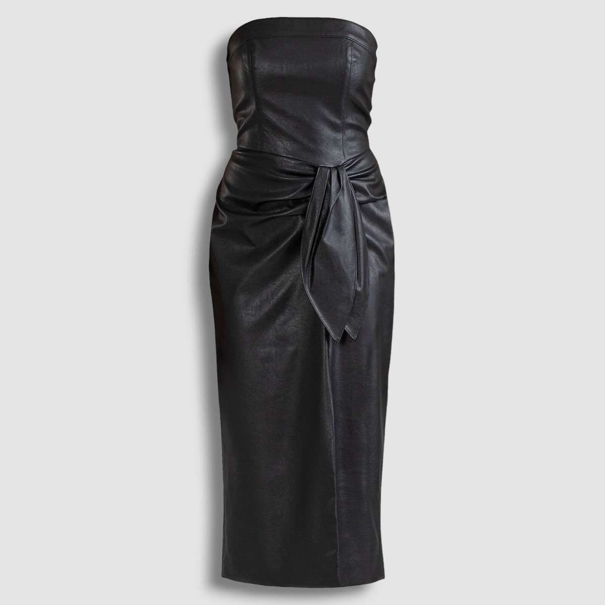 $550 Shoshanna Womens Black Faux Leather Strapless Self-Tie Bodycon Dress  Size 6 | eBay