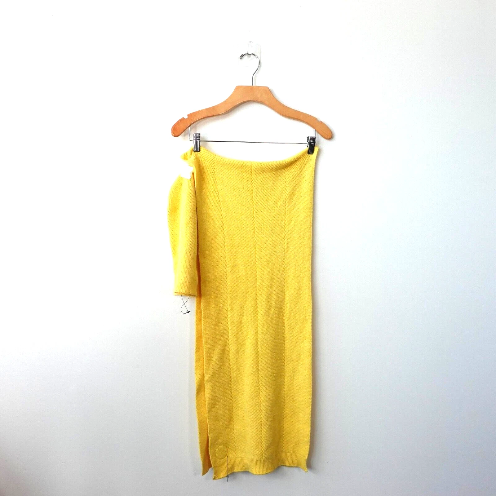 Cozy Yellow Beanie Scarf Set Womens DKNY Bright Minimalist Apres Ski 14x70