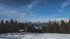Landscape nature snow trees house hut mountains winter Custom Gaming Mat Desk