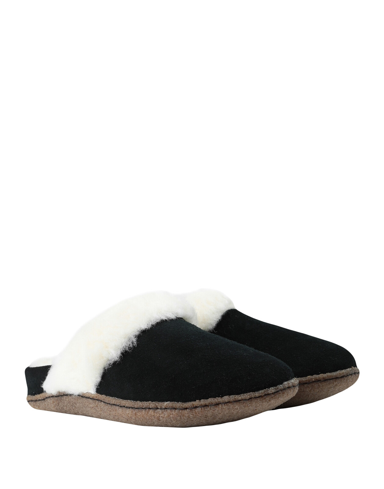 SAOLA Pantofole SOREL in pelle scamosciata US6 UK4 EU37 logo foderate in pelliccia sintetica suola crepe