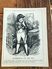 1921 original cartoon print - winston churchill - disarmament and the man !