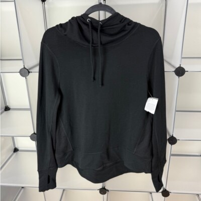ABS By Allen Schwartz Womens Hi-Lo Hem Black Hooded Sweater Size M NWT