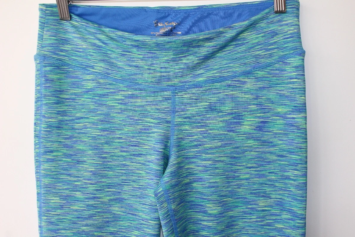 Lilly Pulitzer Luxletic Weekender Leggings Green Blue Space Dye Workout Size L