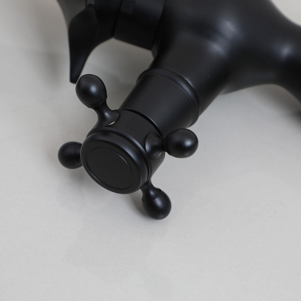 Matte Black Bathroom Sink Faucet Dolphin Design 2 Handles Mixer