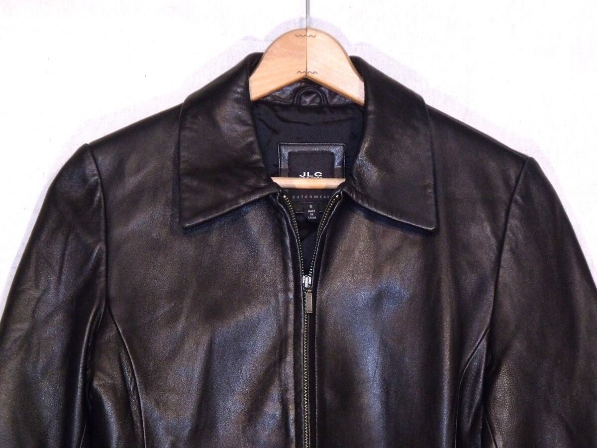 JLC New York fitted lined black soft leather zip jacket JLC New York fitted lined black soft leather zip jacket