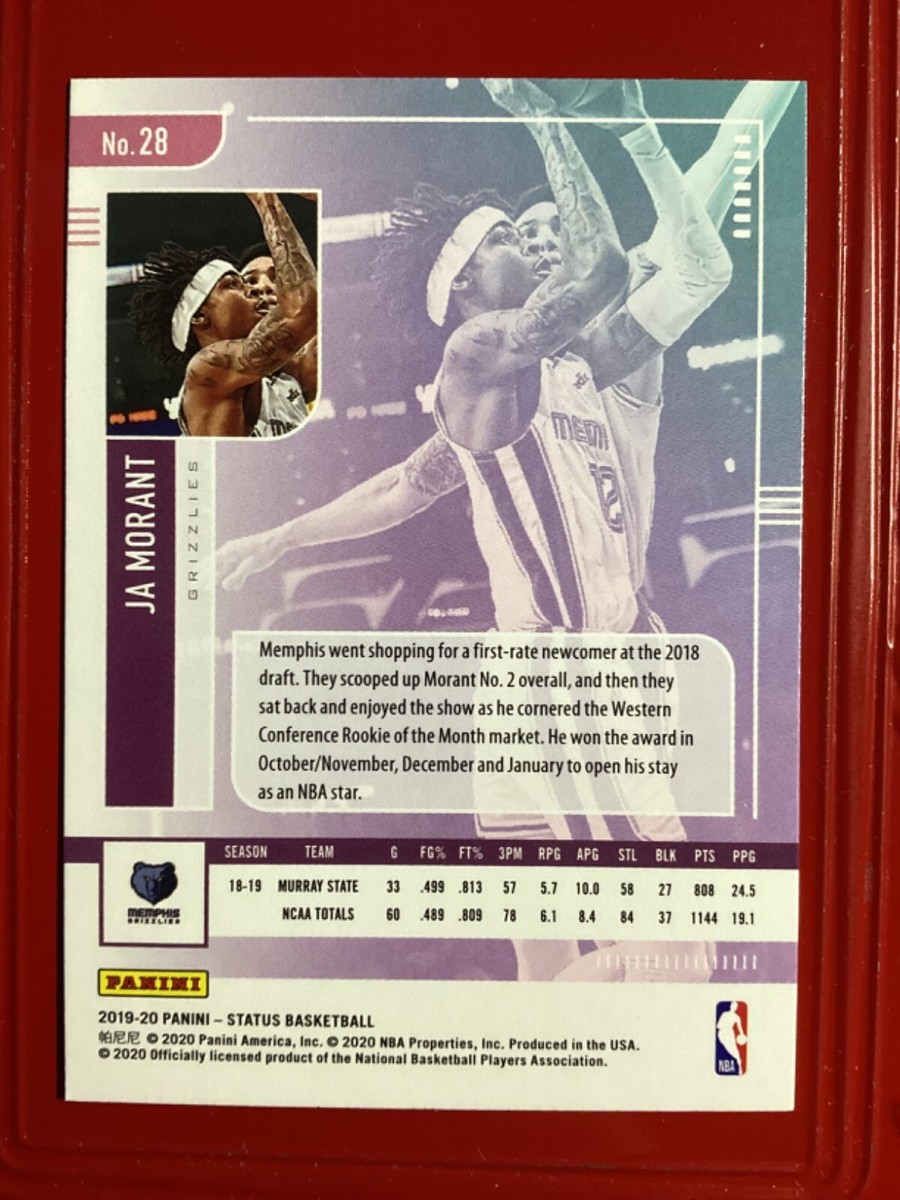 JA MORANT 2019-20 Panini STATUS Rookie (RC) #28 Grizzlies | eBay