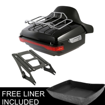 King Trunk Pad Top Rack Mount Light Fit For Harley Touring Road King Glide 14-26