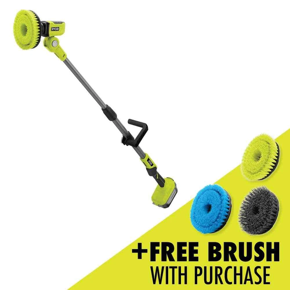 Ryobi Floor Pads 18 V Cordless Telescoping Power Scrubber Tool