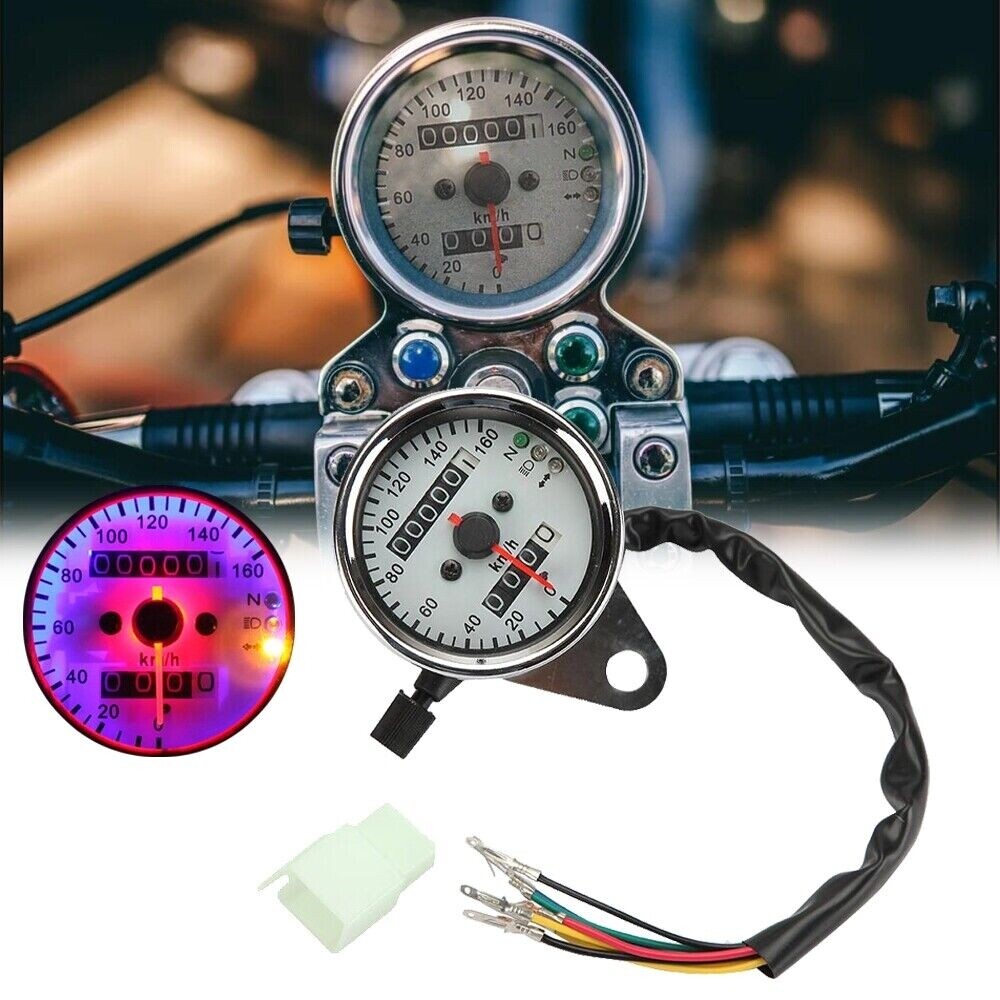Motorcycle LED Dual Odometer Speedometer Gauge For Harley XL
