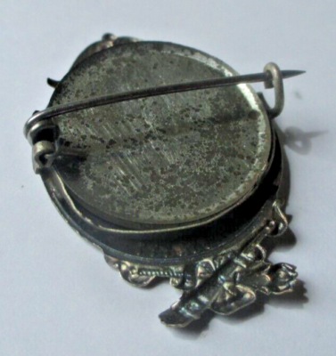 Ancienne Broche Porte Photo Art Nouveau Métal Argenté