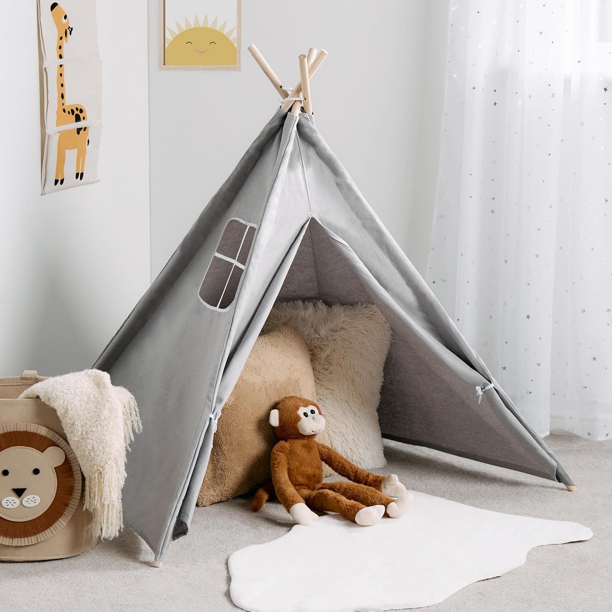 OHS Teepee Play Tent Kids Foldable Indoor Childrens Storage Wigwam House