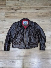 Aero Vintage Brown Leather Biker Aviator Jacket Genuine Horse Hide • 38