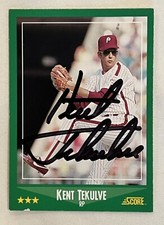KENT TEKULVE  SIGNED AUTOGRAPH 1988 ScoreCard Philadelphia Phillies