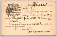 George Benedict & Co. Half Tone & Zinc Etchers Engravers Chicago Illinois 1894