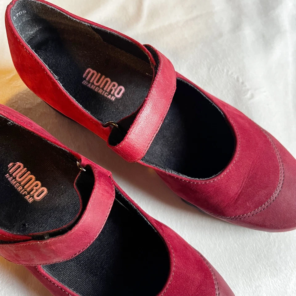 Munro American Mary Jane Style 女式 8.5 M 码红色勃艮第减震 — 第 4/4 张图片