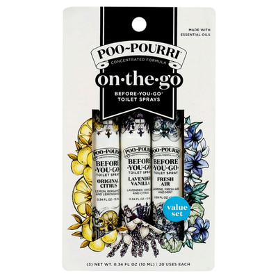 PACK of 3 Poo-Pourri On-The-Go Before-You-Go Toilet Sprays, Travel Size Variety