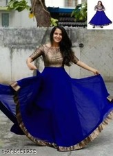 Indian Women  s Ethnic Tiered Georgette Anarkali Maxi Gown Dress Fetive Party Gif