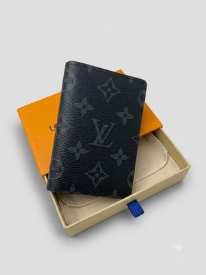 Louis Vuitton Pocket Organizer Monogram Eclipse LV Black Authentic