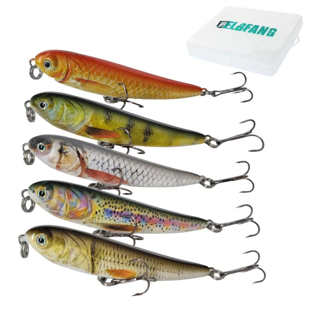 SEABUZZ Set di esche da pesca in gomma Candy Larva 5 pezzi x 48 mm – luccio trota pesce persico – esche artificiali & lucioperca – set da pesca – pesce predatore