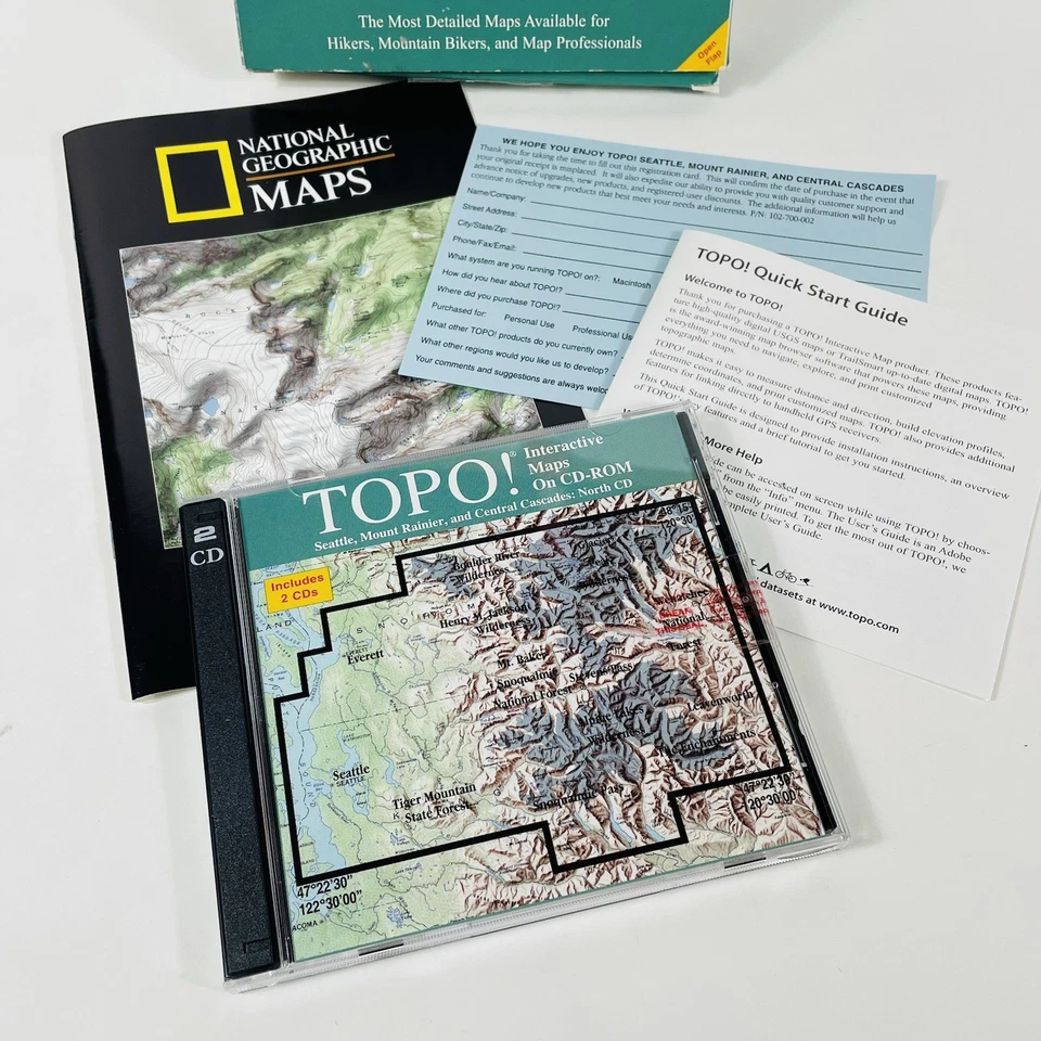 Topo! Interactive Maps on CD-ROM Seattle Mount Rainier and Central Cascades - Image 2 of 4