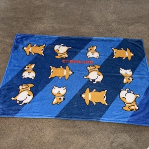 Cute Corgi Dog Blanket Blue With Corgi’s By Corgiland 42" x 30" Super Soft