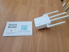 Wireless WiFi Extender with Three Antennas, White, Quick Guide Included