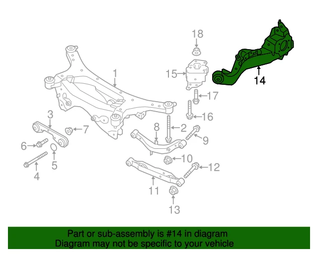 Brazo trasero derecho genuino Nissan 2012-2017 Juke 55501-1KD0A Foto 3 de 4