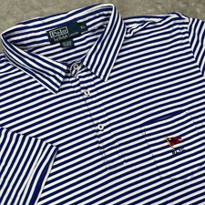 Polo Ralph Lauren Polo Shirt Mens XL Blue White Striped RLYC Flag Yacht Club
