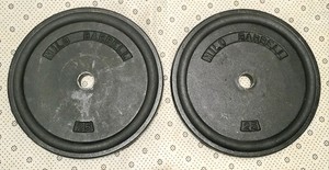 Vintage Milo Barbell 25 lb Plates Pair – Standard 1" Cast Iron – Old School Gym