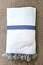 White Pottery Barn KIDS Emily  Meritt Tassel Baby Crib Skirt Silver tassel -NEW