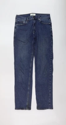 Marks and Spencer Mens Blue Cotton Straight Jeans Size 30 in L33 in Regular - Image 1 of 4