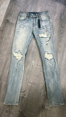 パンツ AMIRI MX1 size28 light blue with white patches amiri mx1's jeans size 28 with tags