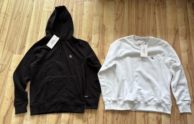 Set 2x  Calvin Klein CK Sweater Pullover Hoodie Gr S Schwarz + Weiß, Logo, Neu