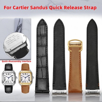 19mm 21mm Leather Watch Strap For Cartier Santos WSSA0009 WSSA0010 WSSA0018