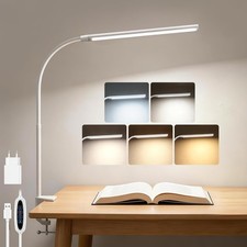 Lampe Bureau LED Pince Blanc 5 Couleurs 10 Intensités Manucure USB