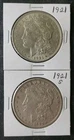 1921 (P) and S $1 Morgan Silver Dollars