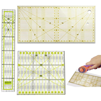 Schneiderlineal Nähen Zubehör, 3 Stück Patchwork Lineal Set, 15X15Cm/15X30Cm/5X3