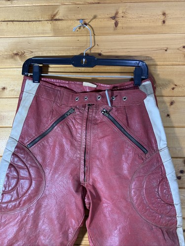 Vintage rote Leder Motorradhose Torsten Hallman Broderna Halvarson Gr. 46 - Bild 2 von 19