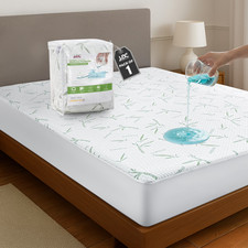 Lux Decor Waterproof Bamboo Mattress Protector - Breathable  Noiseless Fitted C