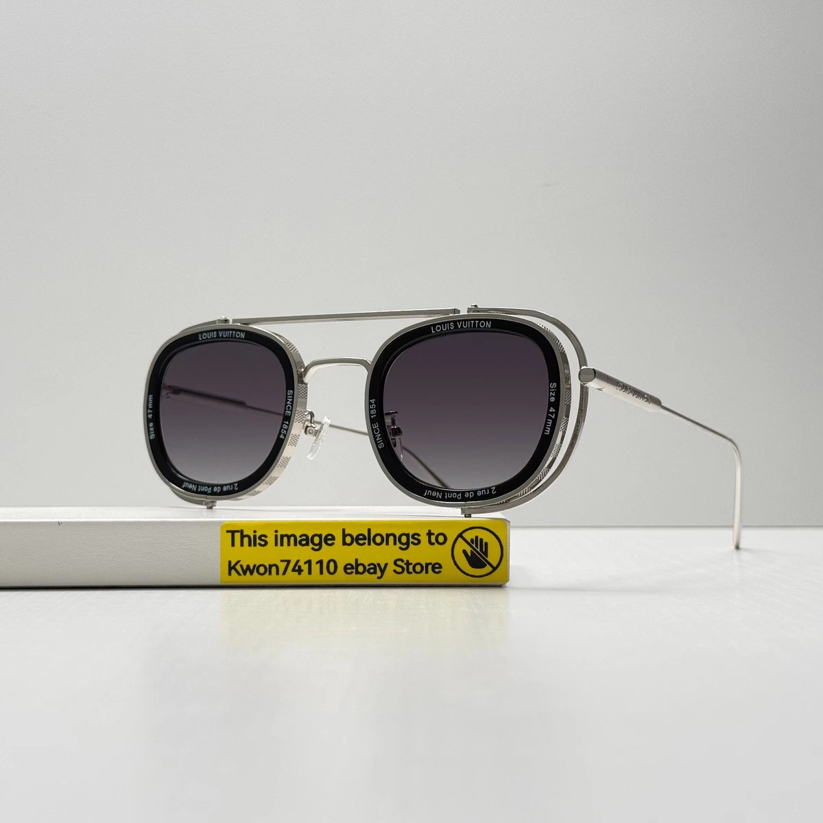 Auth LOUIS VUITTON Sunglasses Black/Silver Plastic/Metal - r10793a Louis Vuitton Black Plastic Frame Sunglasses for Women for  main image 3