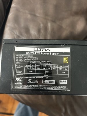 Ultra 650w Atx Power Supply80 Pulse Bronze 80+ Bronze
