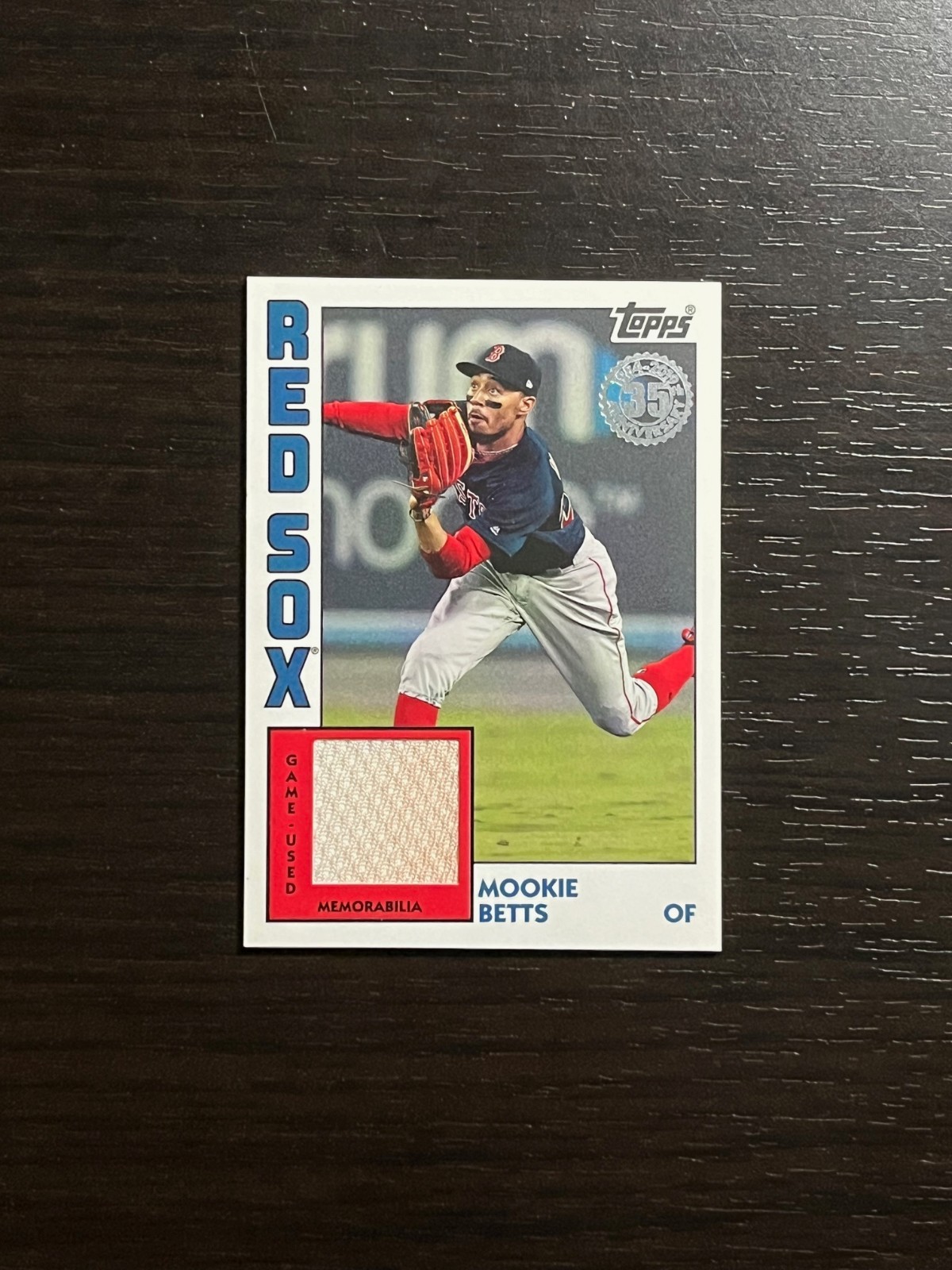 MOOKIE BETTS 2019 Topps 1984 Game Used JERSEY RELIC Card DIRT on Patch #84R-MB view 1