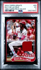 2024 TOPPS UPDATE 1989 TOPPS BASEBALL RELICS BLACK ELLY DE LA CRUZ RC /199 PSA 5